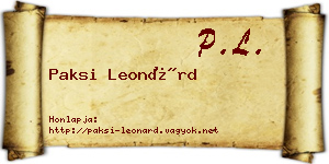 Paksi Leonárd névjegykártya